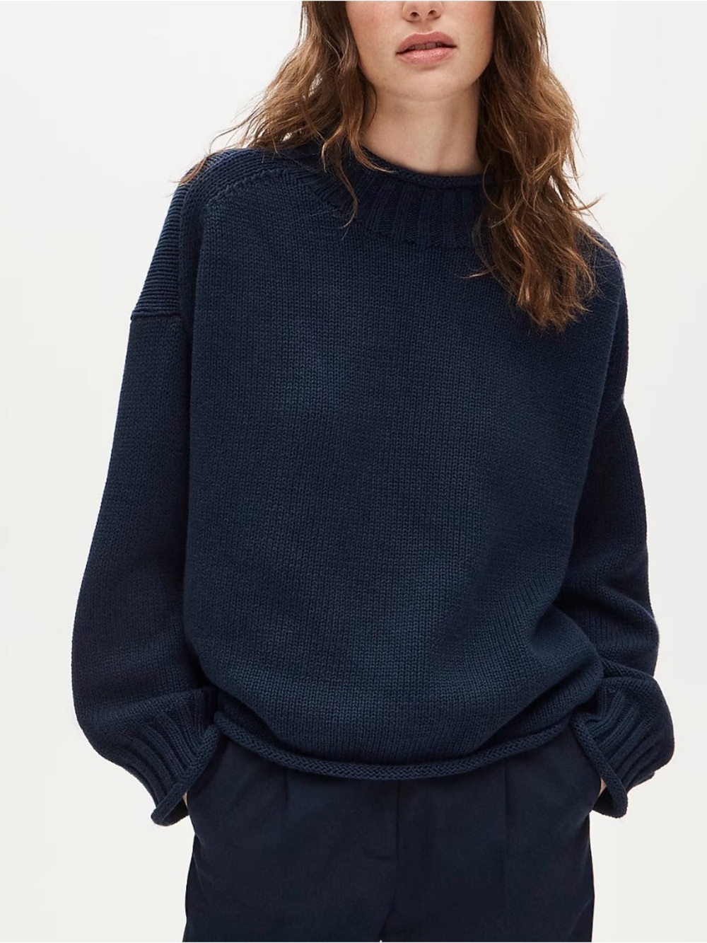 J.Crew 2025 Navy Cotton Rolled Neck Sweater Size Small